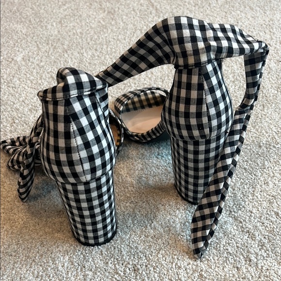 Lulu's Covington Black and White Gingham Ankle Strap Heels - Picture 4 of 5
